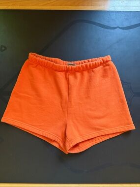 Aritzia TNA Orange Fleece Lounge Shorts